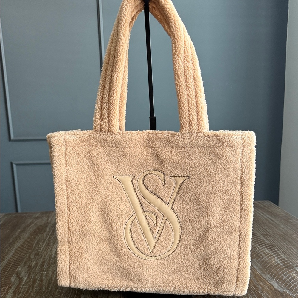 Victoria's Secret Embossed tan Sherpa Tote Bag